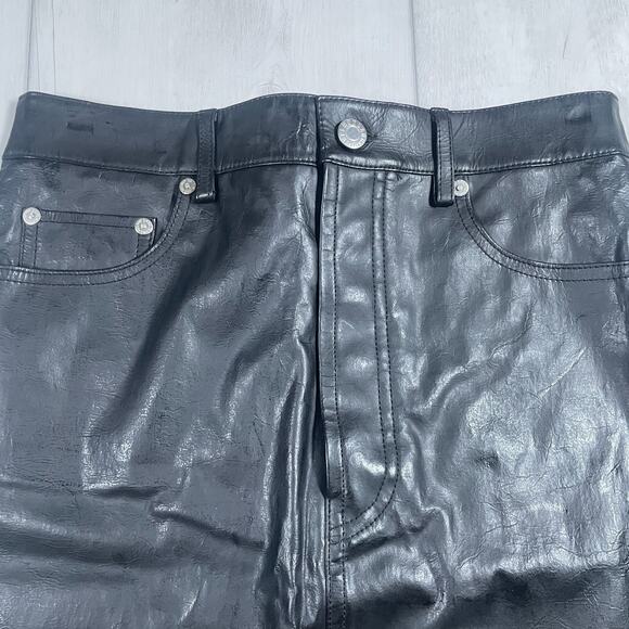 Helmut Lang Women's 2 Patent Lamb Leather Mini Skirt High Rise Button Fly - Picture 2 of 13